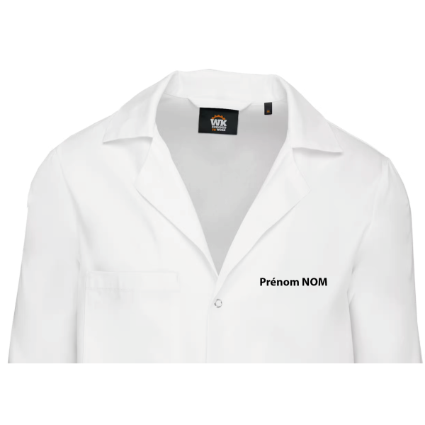 Blouse de travail unisexe BLANCHE brodée