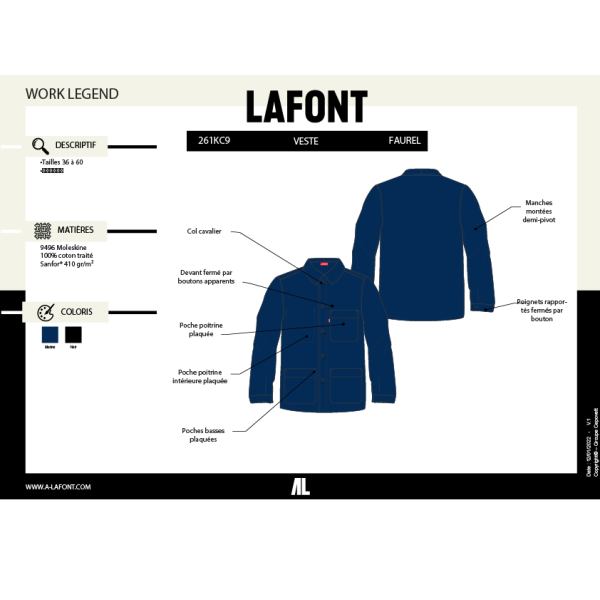 VESTE MOLESKINE FAUREL BLEU MARINE