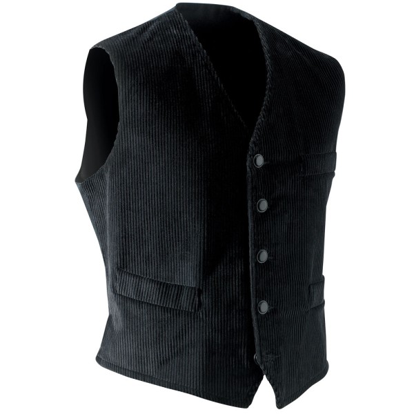 GILET SANS MANCHE VELOURS COTELE NOIR...