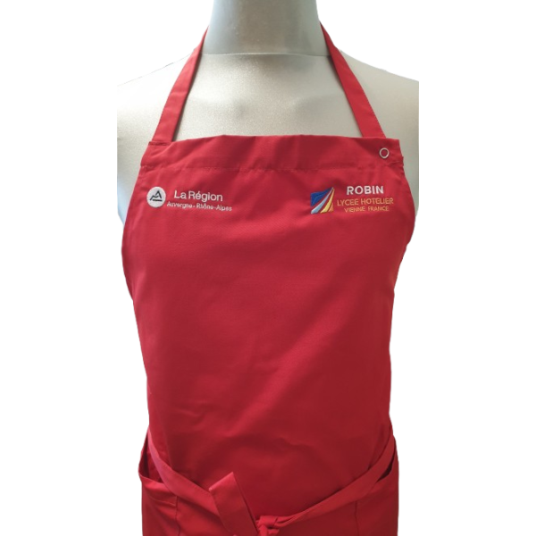 Tablier à bavette rouge GALANGA - brodé