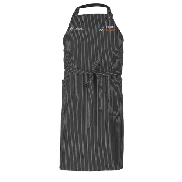 Tablier à bavette noir/rayé blanc...